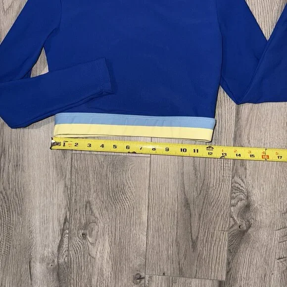 Wilo the Label Ribbed Crop Top in Blue/Yellow Australia Brand Athleisure - Picture 5 of 5